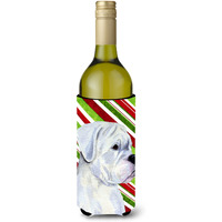 Boxer Candy Cane Holiday Christmas Wine Bottle Beverage Insulator Beverage Insulator Hugger SS4578LITERK