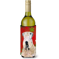 Wheaten Terrier Soft Coated Snowflakes Holiday Christmas Wine Bottle Beverage Insulator