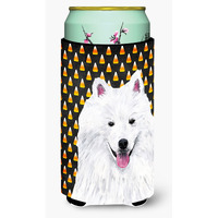 American Eskimo Candy Corn Halloween Portrait  Tall Boy Beverage Insulator Beverage Insulator Hugger