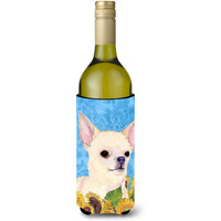 Chihuahua in Summer Flowers Wine Bottle Beverage Insulator Beverage Insulator Hugger