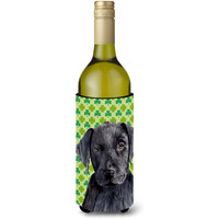 Labrador Black St. Patrick's Day Shamrock Portrait Wine Bottle Beverage Insulator Beverage Insulator Hugger