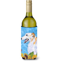 Borzoi in Summer Flowers Wine Bottle Beverage Insulator Beverage Insulator Hugger