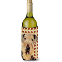 Airedale Fall Leaves Portrait Wine Bottle Beverage Insulator Beverage Insulator Hugger SC9213LITERK