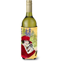 Lady driving with her Shih Tzu Wine Bottle Beverage Insulator Beverage Insulator Hugger