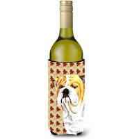 Bulldog English Fall Leaves Portrait Wine Bottle Beverage Insulator Beverage Insulator Hugger SC9214LITERK