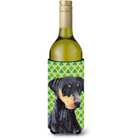 Doberman St. Patrick's Day Shamrock Portrait Wine Bottle Beverage Insulator Beverage Insulator Hugger