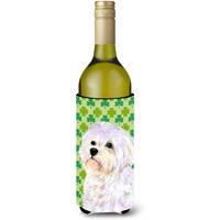 Maltese St. Patrick's Day Shamrock Portrait Wine Bottle Beverage Insulator Beverage Insulator Hugger
