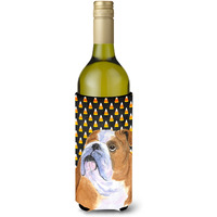 Bulldog English  Halloween Portrait Wine Bottle Beverage Insulator Beverage Insulator Hugger SS4285LITERK