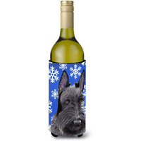 Scottish Terrier Winter Snowflakes Holiday Wine Bottle Beverage Insulator Beverage Insulator Hugger