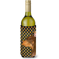 Doberman Candy Corn Halloween Portrait Wine Bottle Beverage Insulator Beverage Insulator Hugger