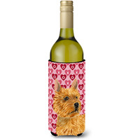 Norwich Terrier Hearts Love Valentine's Day Portrait Wine Bottle Beverage Insulator Beverage Insulator Hugger