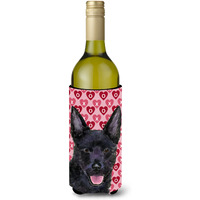 Australian Kelpie Hearts Love Valentine's Day Wine Bottle Beverage Insulator Beverage Insulator Hugger
