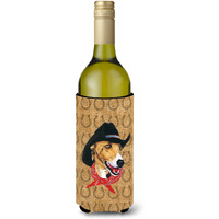Greyhound Dog Country Lucky Horseshoe Wine Bottle Beverage Insulator Beverage Insulator Hugger