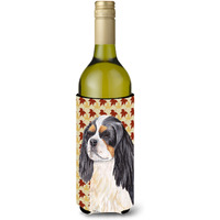 Cavalier Spaniel Fall Leaves Portrait Wine Bottle Beverage Insulator Beverage Insulator Hugger SC9231LITERK