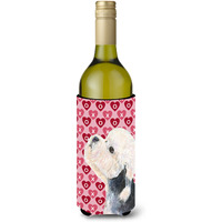 Dandie Dinmont Terrier Hearts Love Valentine's Day Wine Bottle Beverage Insulator Beverage Insulator Hugger