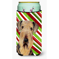 Airedale Candy Cane Holiday Christmas  Tall Boy Beverage Insulator Beverage Insulator Hugger