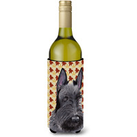 Scottish Terrier Fall Leaves Portrait Wine Bottle Beverage Insulator Beverage Insulator Hugger
