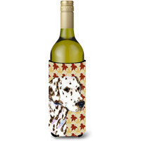 Dalmatian Fall Leaves Portrait Wine Bottle Beverage Insulator Beverage Insulator Hugger SS4387LITERK