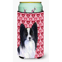 Papillon Hearts Love and Valentine's Day Portrait  Tall Boy Beverage Insulator Beverage Insulator Hugger