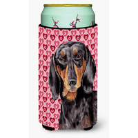 Dachshund Black Tan Hearts Love Valentine's Day  Tall Boy Beverage Insulator Beverage Insulator Hugger
