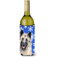 Belgian Tervuren Winter Snowflakes Holiday Wine Bottle Beverage Insulator Beverage Insulator Hugger