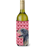 Irish Wolfhound Hearts Love  Valentine's Day Portrait Wine Bottle Beverage Insulator Beverage Insulator Hugger