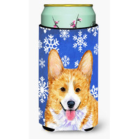 Corgi Winter Snowflakes Holiday  Tall Boy Beverage Insulator Beverage Insulator Hugger