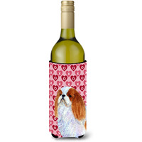 English Toy Spaniel Hearts Love and Valentine's Day  Wine Bottle Beverage Insulator Beverage Insulator Hugger