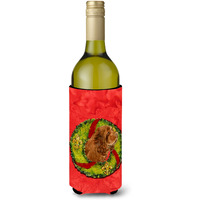 Sussex Spaniel Cristmas Wreath Wine Bottle Beverage Insulator Beverage Insulator Hugger