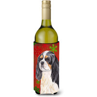 Cavalier Spaniel Snowflakes Holiday Christmas Wine Bottle Beverage Insulator Beverage Insulator Hugger