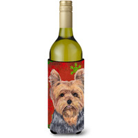 "Caroline's Treasures SC9428LITERK Yorkie Snowflakes Holiday Christmas Wine Bottle Koozie Hugger, 750 mL, Multicolor"