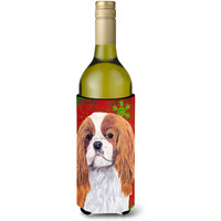Cavalier Spaniel Snowflakes Holiday Christmas Wine Bottle Beverage Insulator Beverage Insulator Hugger