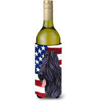 USA American Flag with Briard Wine Bottle Beverage Insulator Beverage Insulator Hugger