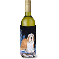 Starry Night Bearded Collie Wine Bottle Beverage Insulator Beverage Insulator Hugger