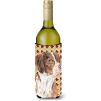 "Caroline's Treasures SC9229LITERK Brittany Fall Leaves Portrait Wine Bottle Koozie Hugger, 750 mL, Multicolor"