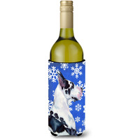 Great Dane Winter Snowflakes Holiday Wine Bottle Beverage Insulator Beverage Insulator Hugger LH9281LITERK