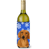 Dachshund Winter Snowflakes Holiday Wine Bottle Beverage Insulator Beverage Insulator Hugger