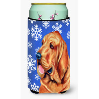 Bloodhound Winter Snowflakes Holiday  Tall Boy Beverage Insulator Beverage Insulator Hugger