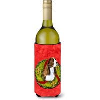 Springer Spaniel Cristmas Wreath Wine Bottle Beverage Insulator Beverage Insulator Hugger