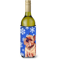 Brussels Griffon Winter Snowflakes Holiday Wine Bottle Beverage Insulator Beverage Insulator Hugger