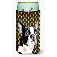 Boston Terrier Candy Corn Halloween Portrait  Tall Boy Beverage Insulator Beverage Insulator Hugger