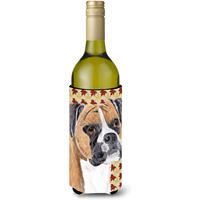 Boxer Fall Leaves Portrait Wine Bottle Beverage Insulator Beverage Insulator Hugger