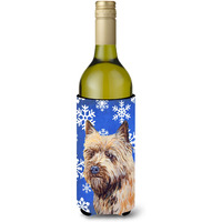 Cairn Terrier Winter Snowflakes Holiday Wine Bottle Beverage Insulator Beverage Insulator Hugger