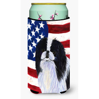USA American Flag with Japanese Chin  Tall Boy Beverage Insulator Beverage Insulator Hugger