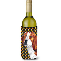 Beagle Candy Corn Halloween Portrait Wine Bottle Beverage Insulator Beverage Insulator Hugger