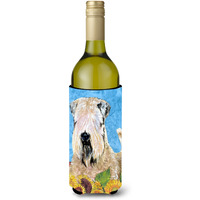 Wheaten Terrier Soft Coated in Summer Flowers Wine Bottle Beverage Insulator Beverage Insulator Hugger