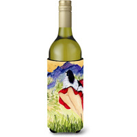 Lady with her Japanese Chin Wine Bottle Beverage Insulator Beverage Insulator Hugger SS8524LITERK