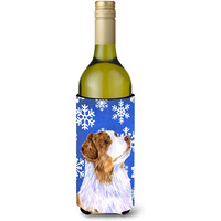 Australian Shepherd Winter Snowflakes Holiday Wine Bottle Beverage Insulator Beverage Insulator Hugger