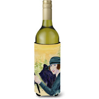 Lady driving with her Briard Wine Bottle Beverage Insulator Beverage Insulator Hugger