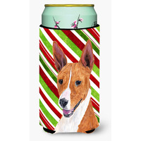 Basenji Candy Cane Holiday Christmas  Tall Boy Beverage Insulator Beverage Insulator Hugger